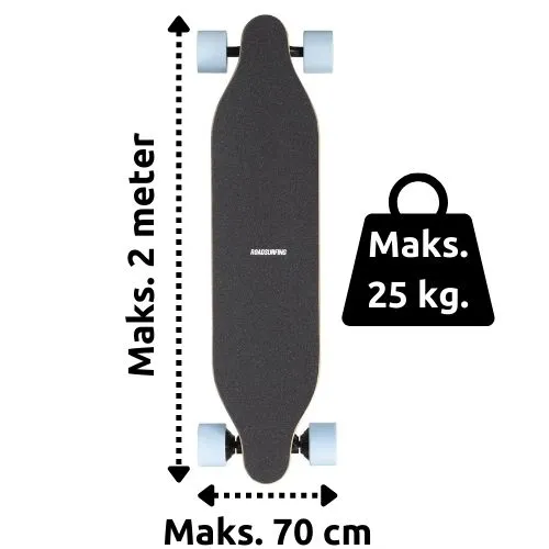 vægt og dimensioner el skateboard